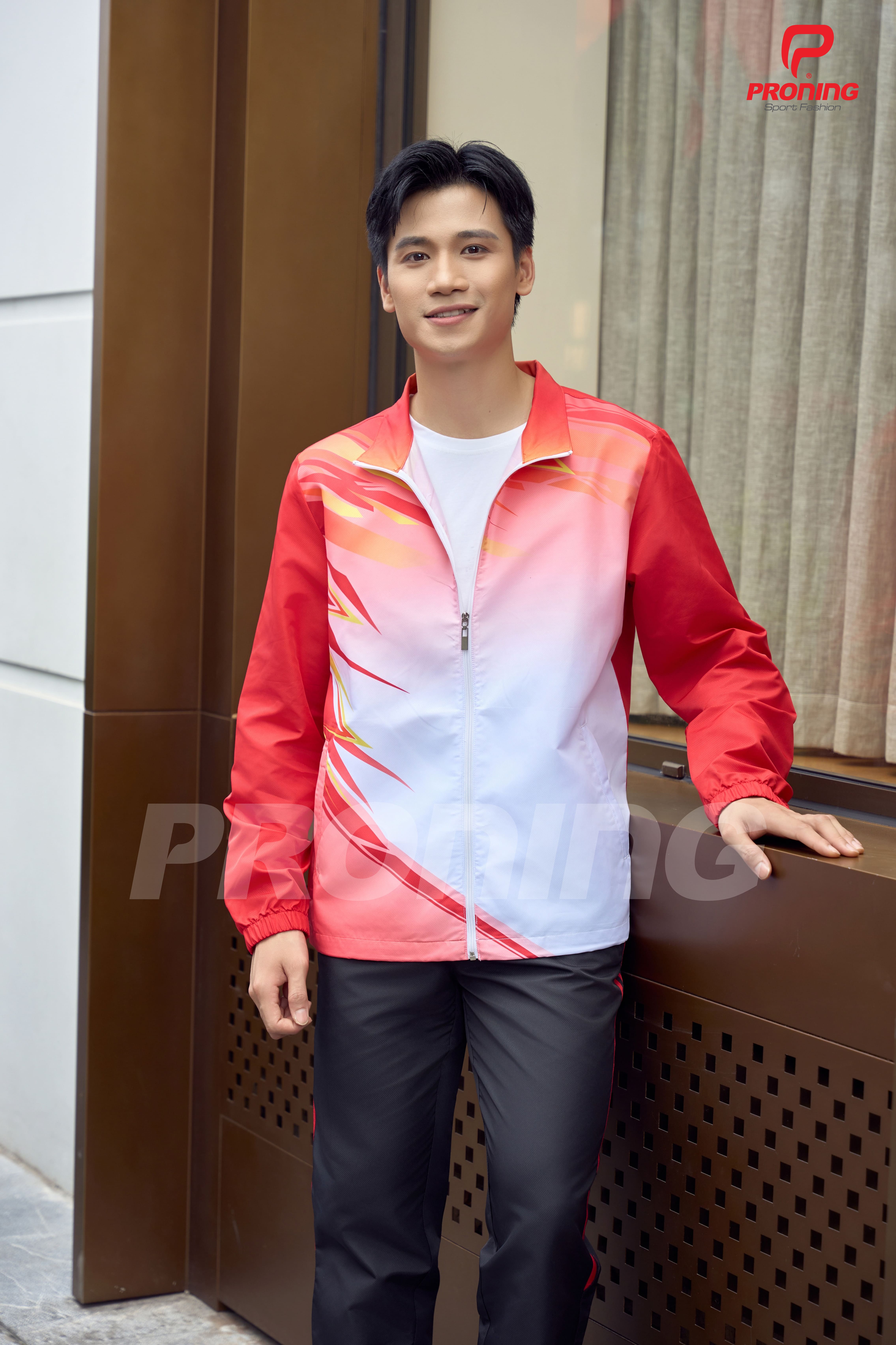 Bộ gió thể thao nam MDB-257 đỏ phối đen
